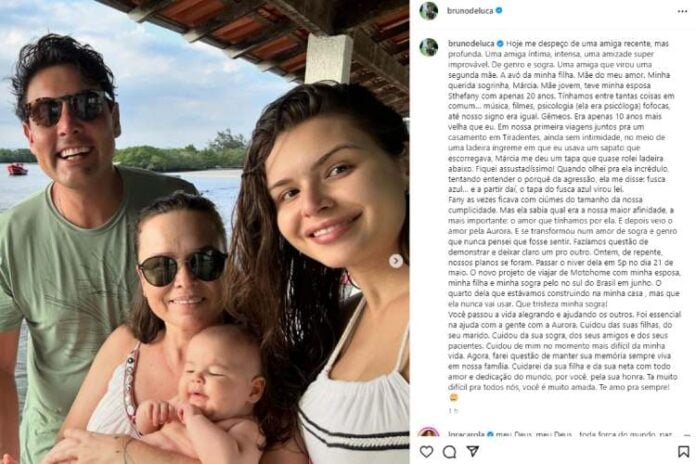 Bruno de Luca comunicando a morte da sogra (Reprodução: Instagram)