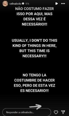 Celina Locks (1) O desabafo de Celina na rede social (Reprodução: Instagram)