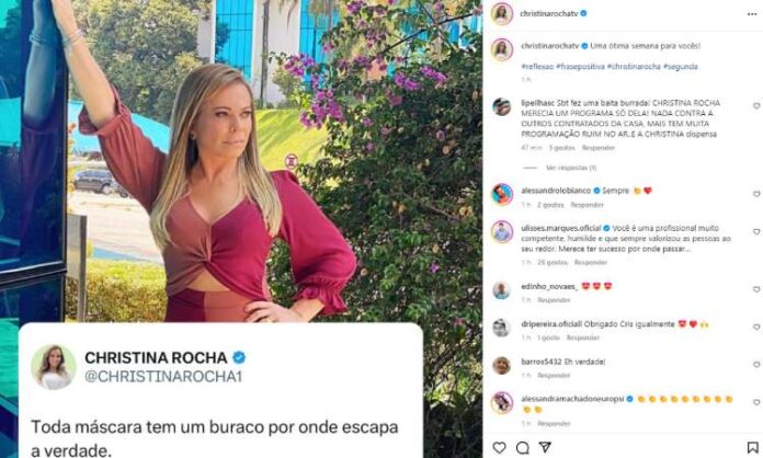 Christina Rocha compartilhou a mesma mensagem no Instagram (Reproução: Instagram)