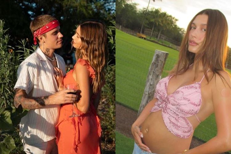 Hailey Bieber exibe barriga do primeiro filho com Justin Bieber