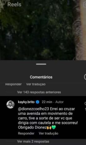 Kayky Brito respondendo Diones (Reprodução: Instagram)
