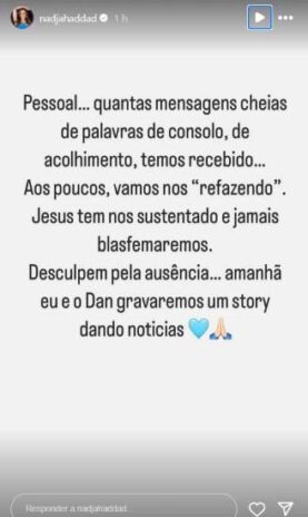 Nadja Haddad fazendo o desabafo (Reprodução: Instagram)