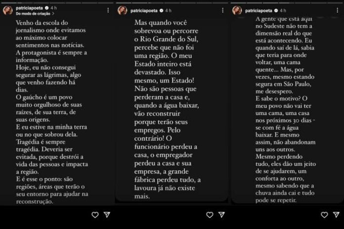 Patrícia Poeta Stories (Reprodução/Instagram)