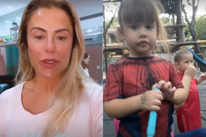 Poliana Rocha com Maria Alice e Flor