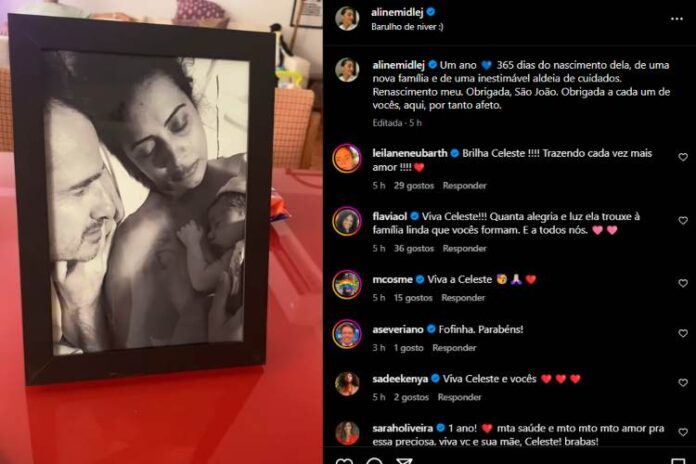 Aline Midlej celebrando o primeiro ano de vida da filha (Reprodução: Instagram)