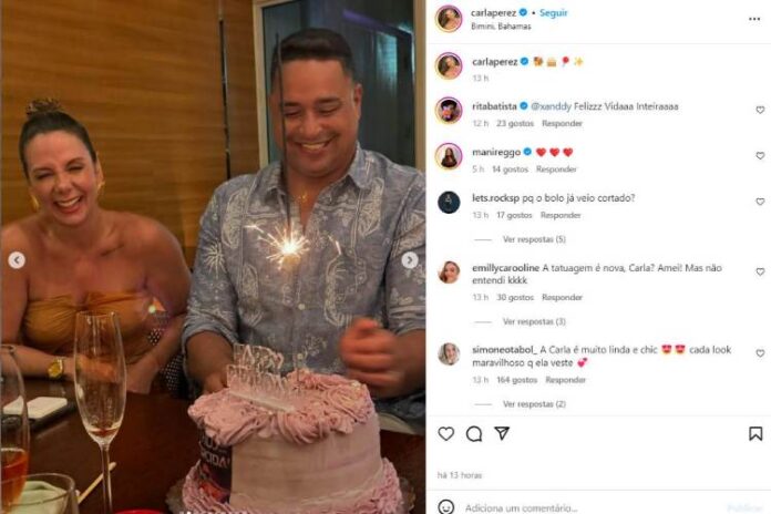 Carla mostrando a celebração de aniversário de Xanddy (Reprodução: Instagram)
