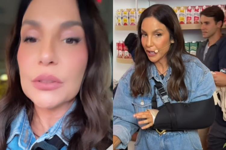 Ivete Sangalo explica real motivo de cirurgia após aparecer publicamente usando tipoia: “Me acidentei”