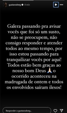 Joao Gustavo fala sobre acidente - Reprodução/Instagram 