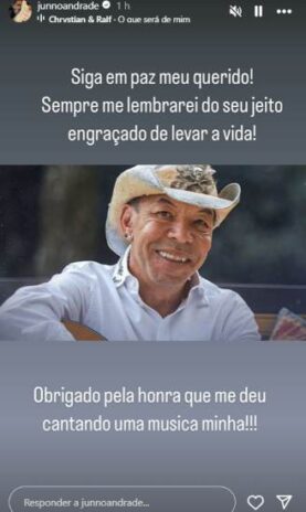 Junno Andrade lamentando a morte de Chrystian (Reprodução: Instagram)