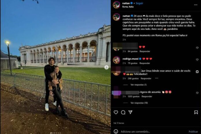 Nattanzinho se declarando para Layla Samylle (Reprodução: Instagram)