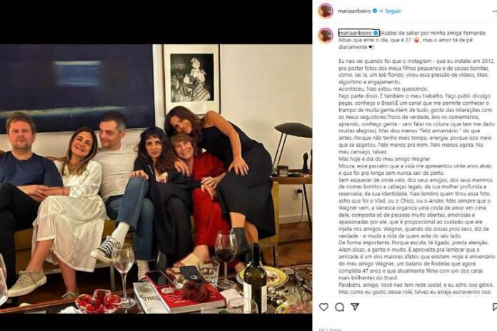 Maria Ribeiro Maria Ribeiro homenageando Wagner Moura (Reprodução: Instagram)