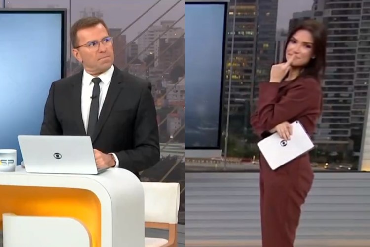 Rodrigo Bocardi e Sabina Simonato se estranham ao vivo no ‘Bom Dia SP’