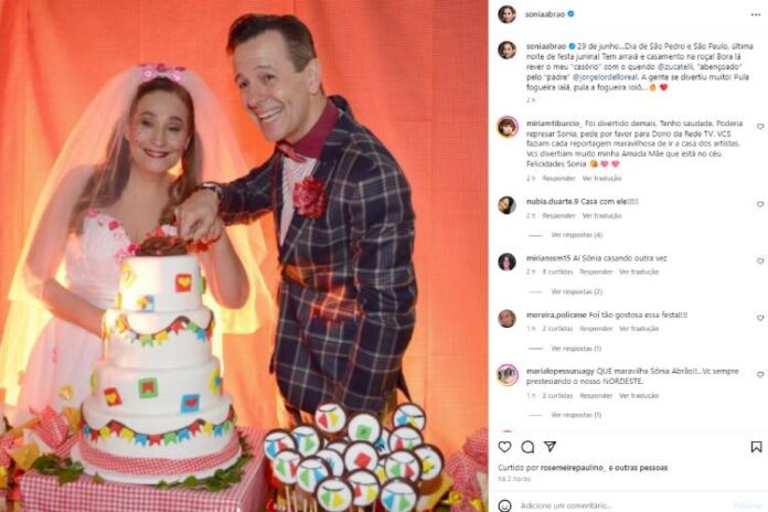 Sonia Abrão Sonia Abrão relembrando a festa junina com Celso Zucatelli (Reprodução: Instagram)