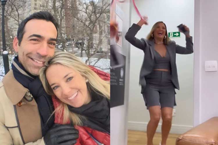 Ticiane Pinheiro é surpreendida pela equipe do ‘Hoje em Dia’ e compartilha o momento