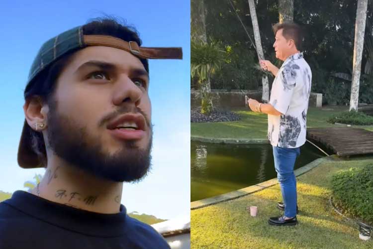Zé Felipe flagra Leonardo pescando e detalhe chama atenção: ‘Está aqui’