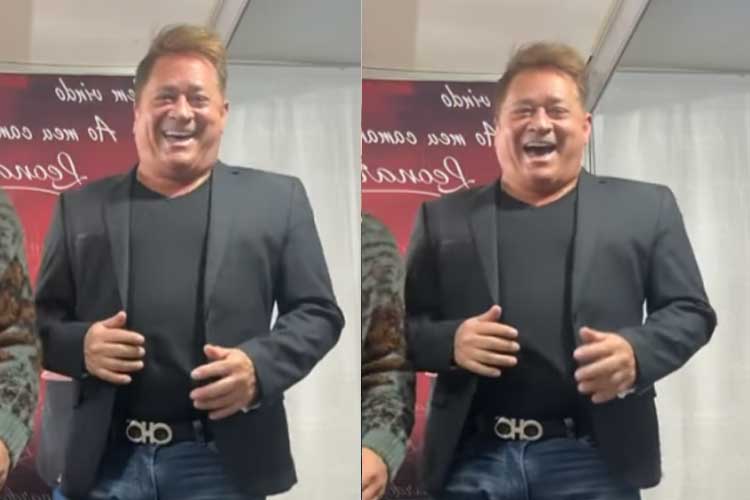 Leonardo diverte o público ao mostrar ‘preparação’ nos bastidores antes de show: ‘Trabalhando’