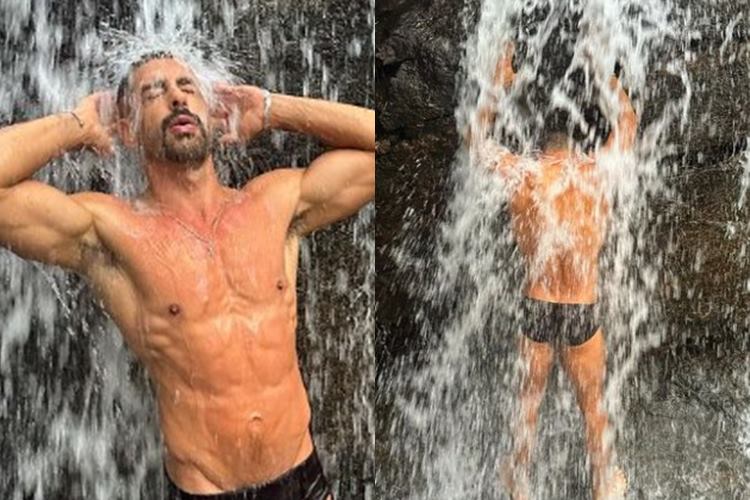 Cauã Reymond ‘perde a vergonha’ e causa ao surgir de sunga em cachoeira