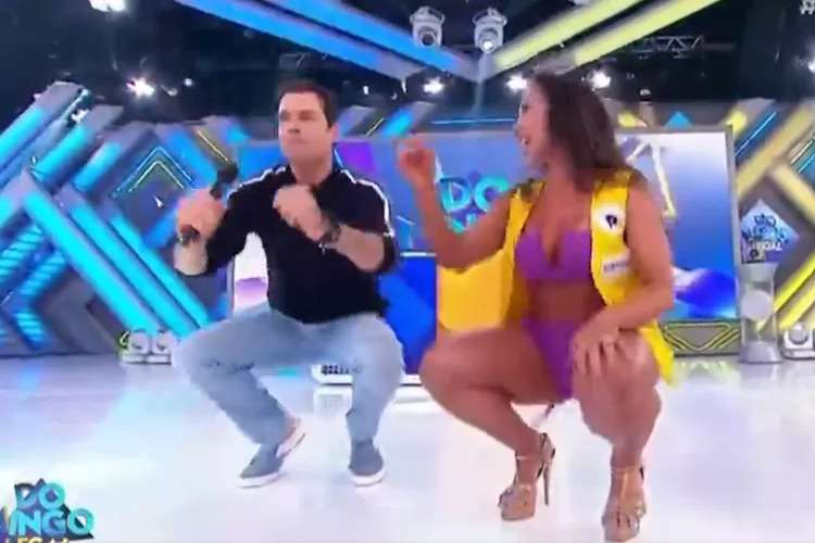 Celso Portiolli quica até o chão, ao vivo no SBT e brinca: “Eu tô”