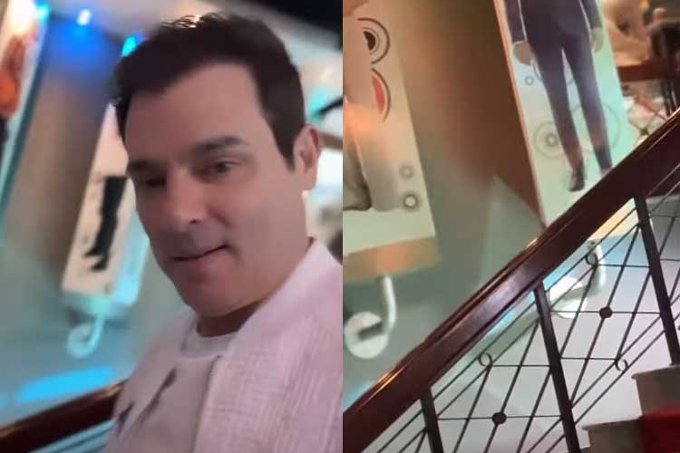 Celso Portiolli mostra item especial pertencente a Silvio Santos nos bastidores do SBT