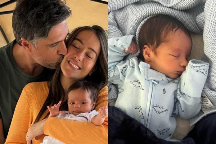 Léo Chaves e Carolina Figueira mostrando o filho Francisco (Reprodução: Instagram)