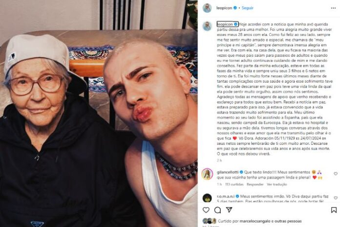 Leo Picon lamentando a morte da Dona Dora (Reprodução: Instagram)