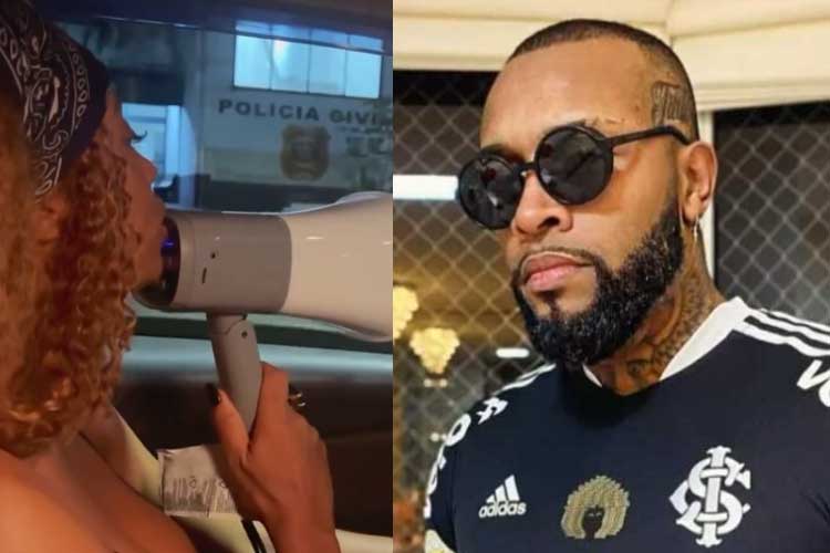 Ex-BBB Lumena envia recado para Nego Di na porta da delegacia: ‘Que história é essa?’