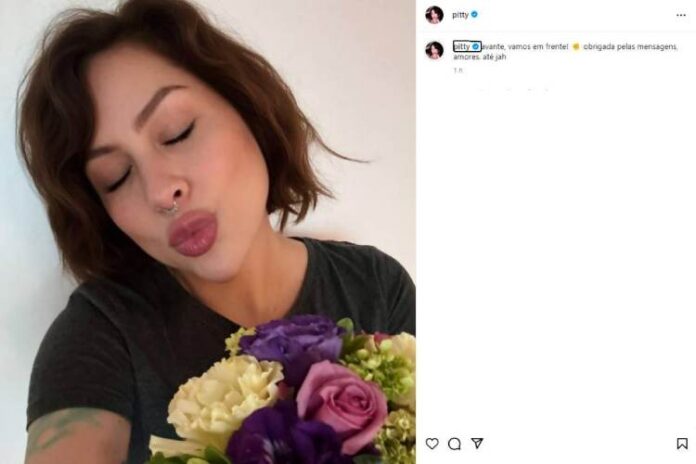 Pitty fazendo sua primeira aparição após a internação (Reprodução: Instagram)