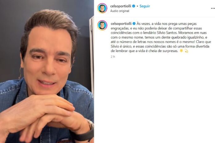 Celso Portiolli Celso Portiolli realizando a publicação sobre o Silvio Santos (Reprodução: Instagram)