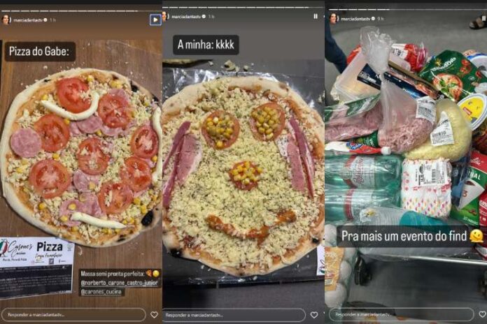 Márcia Dantas - Pizza Márcia Dantas mostrando a noite de pizza na família (Reprodução: Instagram)