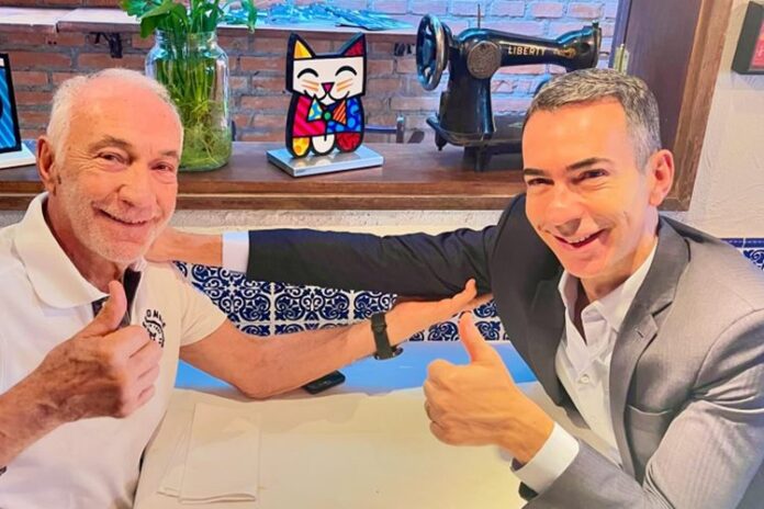 César e César Tralli, pai e filho, durante jantar César e Cesar Tralli, pai e filho, durante jantar