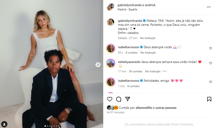 Endrick e Gabriely Miranda se casam na Espanha - Portal Área VIP