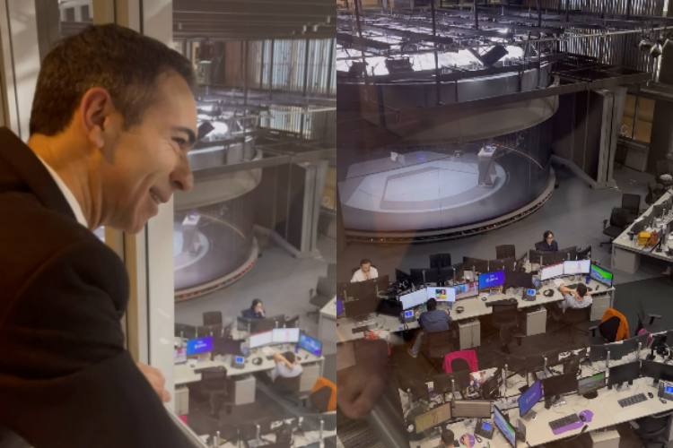 Encantado, César Tralli mostra bastidores e visão privilegiada da redação do ‘Jornal Hoje’: “Olha, que demais!”