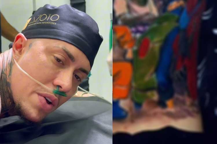 MC Daniel exibe tatuagem gigante nas costas, feita com auxílio de anestesia geral