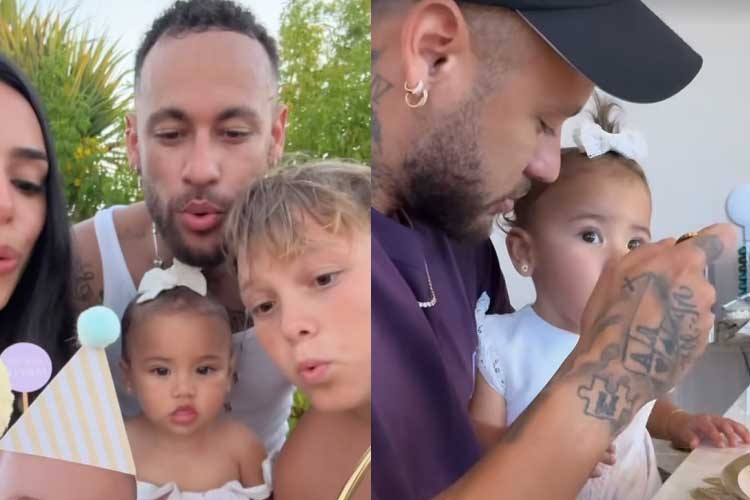 Mavie, filha de Neymar e Bruna Biancardi, encanta ao aparecer falando ‘mamãe’ e ‘papai’