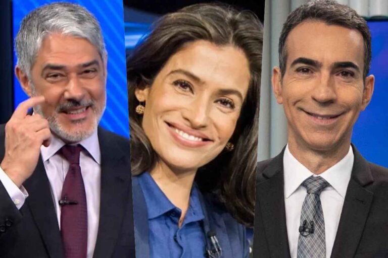 William Bonner, Renata Vasconcelos e Cesar Tralli; descubra o salário dos jornalistas da Globo