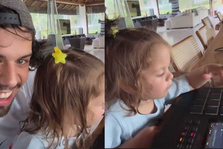 Maria Flor vira DJ em vídeo compartilhado por Zé Felipe: ‘Faz barulho’