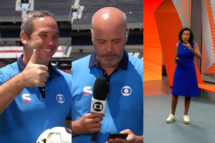 Caio Ribeiro, Alex Escobar e Débora Gares (Reprodução: TV Globo)
