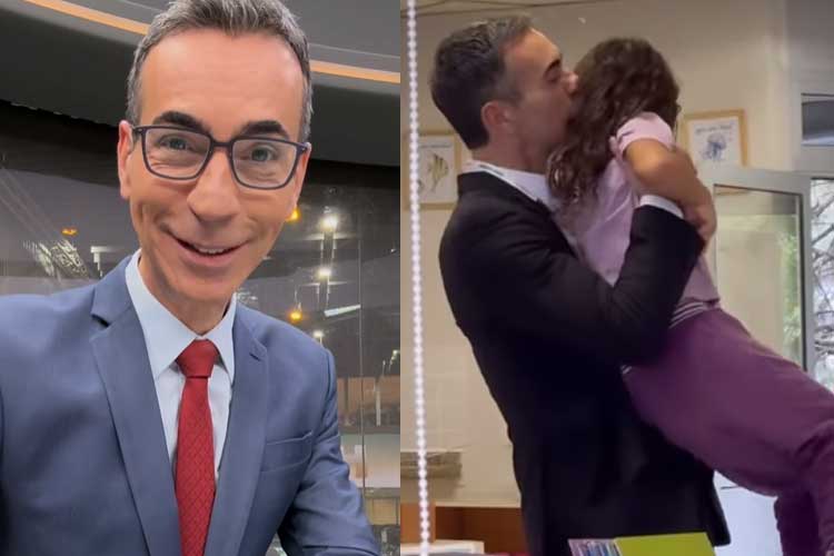César Tralli faz surpresa para filha na escola e encanta internautas com momento fofo