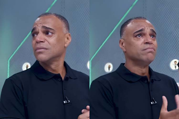 Denilson surge aos prantos nos bastidores do ‘Jogo Aberto’, da Band, ao se despedir da equipe