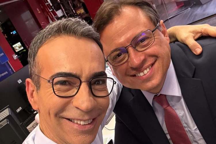 César Tralli encontra Gerson Camarotti na redação da GloboNews e celebra: “Felicidade”