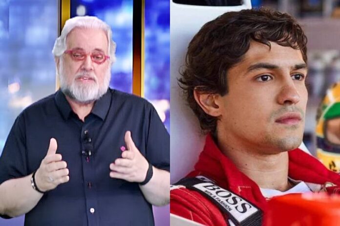 Leão Lobo Leão Lobo comentando ao vivo sobre a série 'Senna', estrelada pelo ator Gabriel Leone (Reprodução: RedeTV!/Netflix)