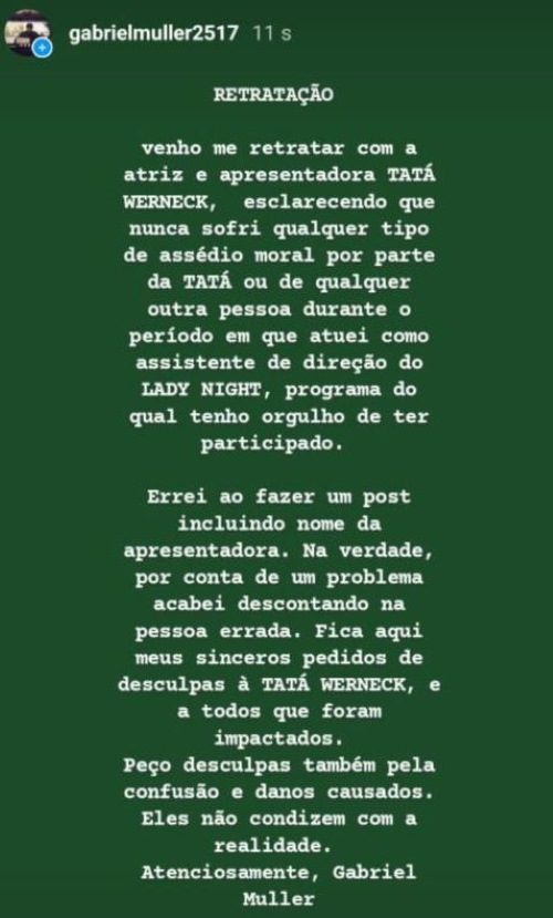 Retratação de ex-assistente do Lady Night 