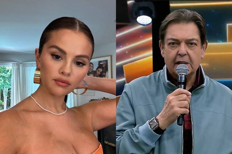 Selena Gomez e Faustão. (Foto: reprodução/Instagram/Band)
