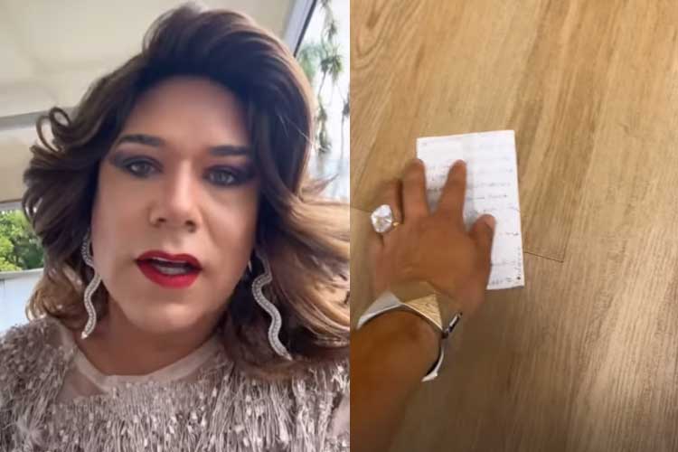 Tiago Barnabé, a Narcisa, recebe carta especial nos bastidores do SBT: ‘Que coisa linda’
