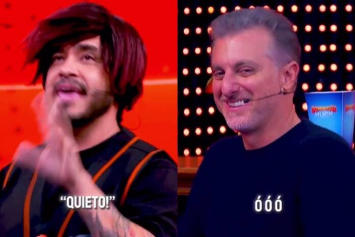 Diogo Almeida e Luciano Huck Diogo Almeida e Luciano Huck no Domingão. (Foto: reprodução/Globo)