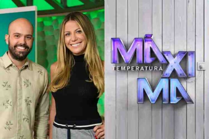 Lucas Gutierrez e Bárbara Coelho e logo da Temperatura Máxima Lucas Gutierrez e Bárbara Coelho e logo da Temperatura Máxima (Montagem/Área VIP/Globo)