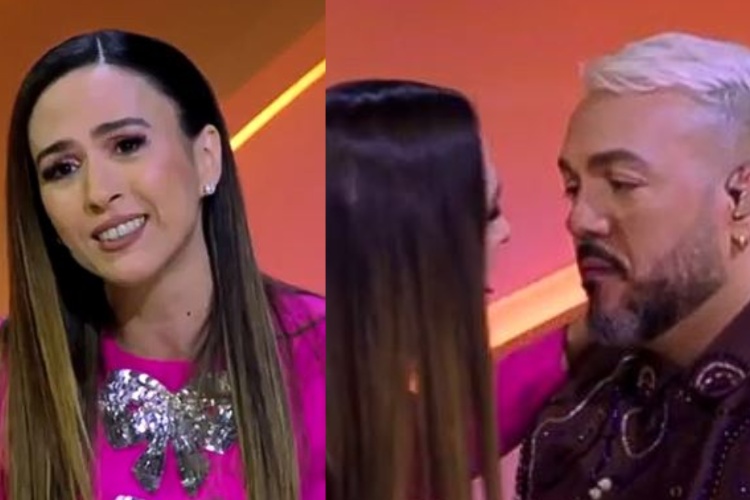 Tata Werneck dá selinho em Belo no The Masked Singer e faz piada sobre o cantor