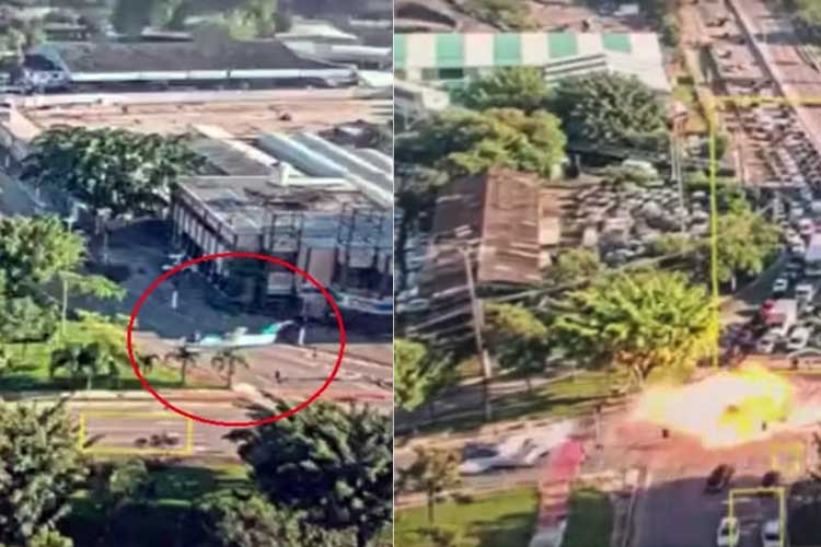 Câmera registra momento em que avião cai em São Paulo