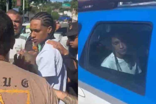 Cantor Oruam sendo detido pela pol&iacute;cia (Montagem/&Aacute;rea VIP/Instagram)