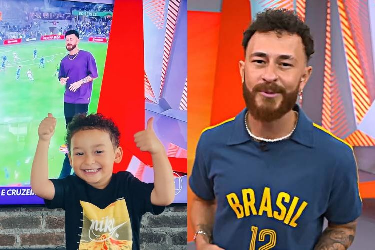 Fred Bruno expõe emoção ao receber foto do filho, Cris, assistindo o Globo Esporte